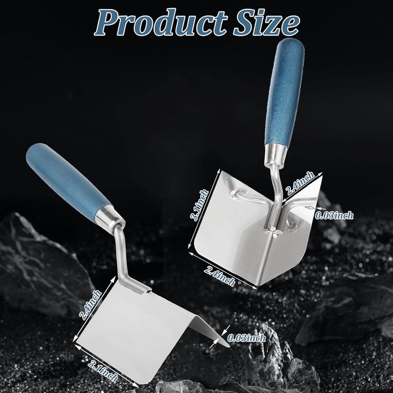 DAJAVE 2 Pack Drywall Corner Tool Set, 3 Inch Drywall Outside Corners Knife and Inside Knife, with Soft Grip Handle, Stainless Steel External Corner Trowel & Internal Trowel - Image 2